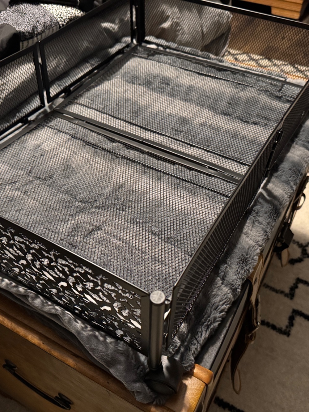 2 Black Rolling Decorative Storage Drawer with Mesh Base - Unbranded